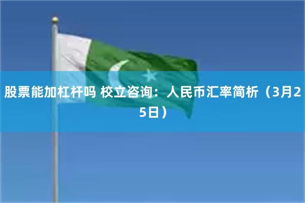 股票能加杠杆吗 校立咨询：人民币汇率简析（3月25日）