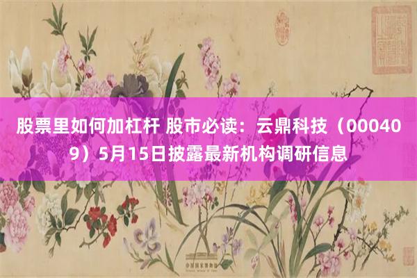 股票里如何加杠杆 股市必读：云鼎科技（000409）5月15日披露最新机构调研信息