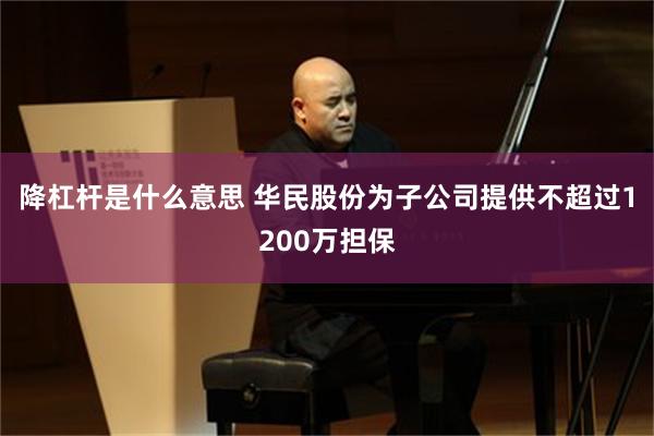 降杠杆是什么意思 华民股份为子公司提供不超过1200万担保