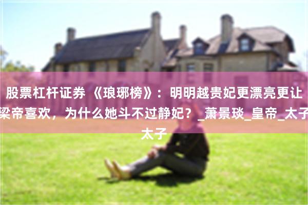 股票杠杆证券 《琅琊榜》：明明越贵妃更漂亮更让梁帝喜欢，为什么她斗不过静妃？_萧景琰_皇帝_太子